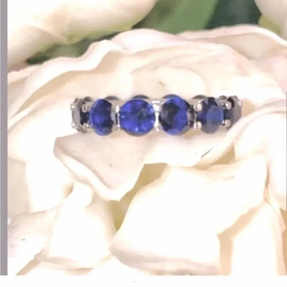 LULEA ROUND BLUE SAPPHIRE ETERNITY BAND SIZE 7 4CTW NORDSTOM EXCLUSIVE - Picture 3 of 10